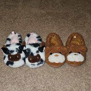 Wonder Nation Toddler Animal Slippers - Cow and Monkey